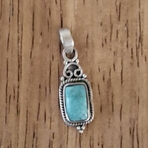 Pendant White Water Turquoise Natural Stone Sterling Silver